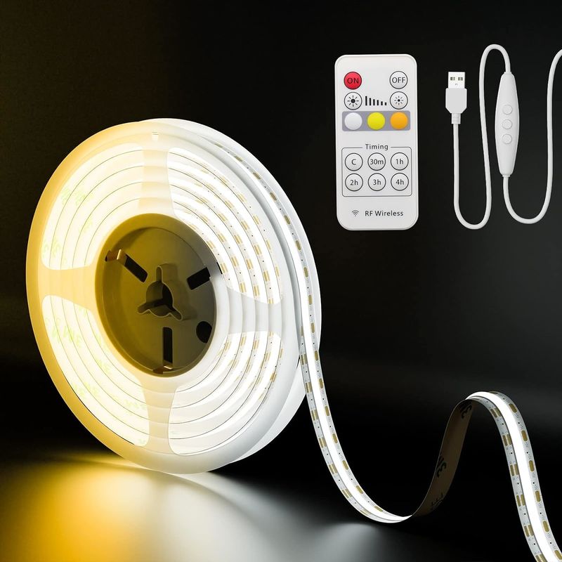 COB LED Strip Light CCT Tunable 560LEDs CRI90 2m Dimmable 2700K-6500K 24V LED Tape Light Kit per camera da letto sotto il gabinetto