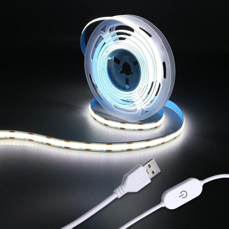 Hongtop COB LED Strip Light 5V USB 6.56ft/2m 640LED Touch Stepless Dimmable 6000K Bianco 13W