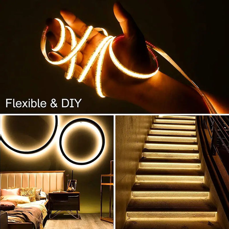 300LEDs Dampproof Personalizzabile 90Ra No-voltage COB LED Strip con 4cm di taglio lunghezza per l'illuminazione domestica