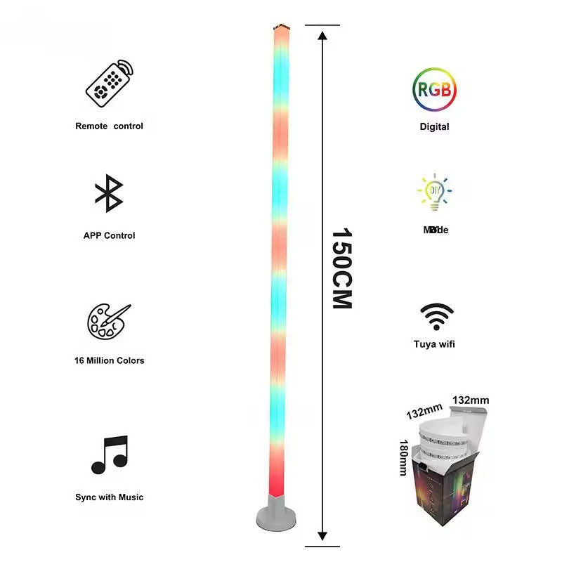 USB Sound Activated LED RGB Corner Floor Lamp Sala giochi Wifi / IR telecomando