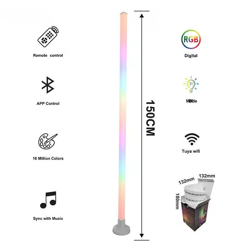 USB Sound Activated LED RGB Corner Floor Lamp Sala giochi Wifi / IR telecomando