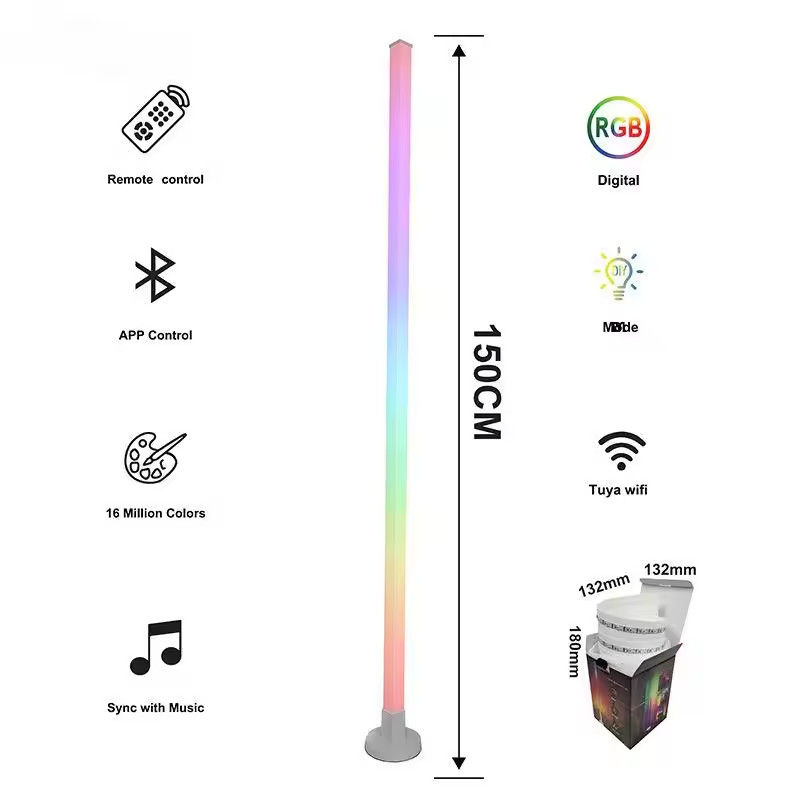 USB Sound Activated LED RGB Corner Floor Lamp Sala giochi Wifi / IR telecomando