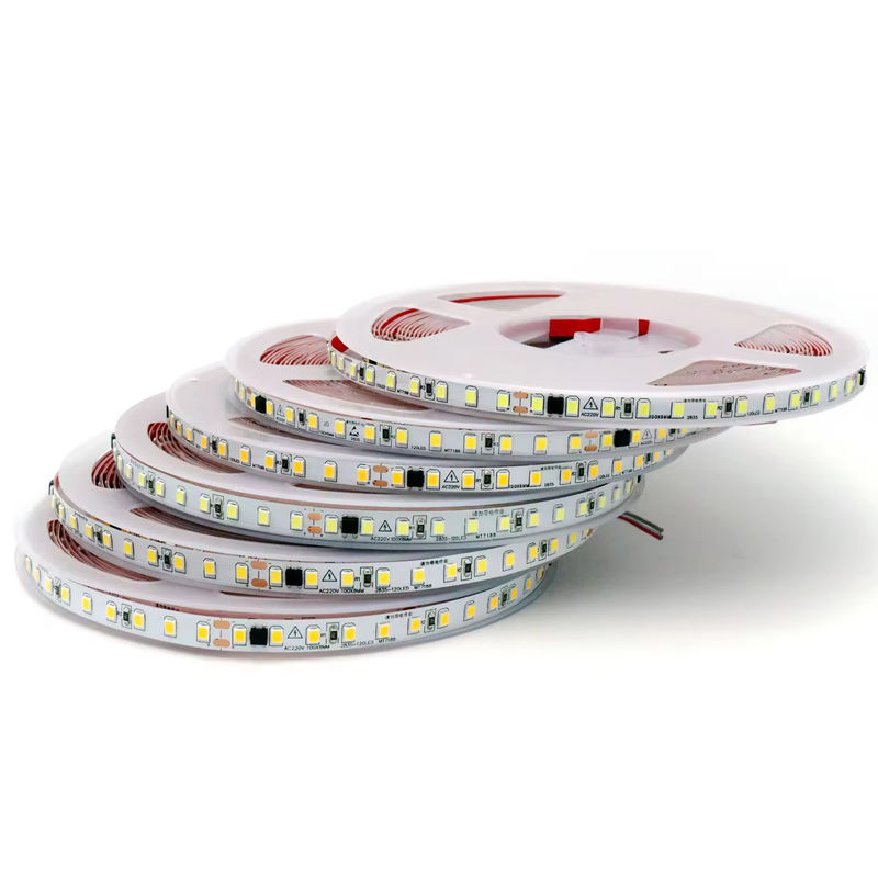 IP20 2835 220v LED Light Strip Alta tensione 8MM 120led/M 240led/M Alta luminosità 2835 Autoadesivo In Europa