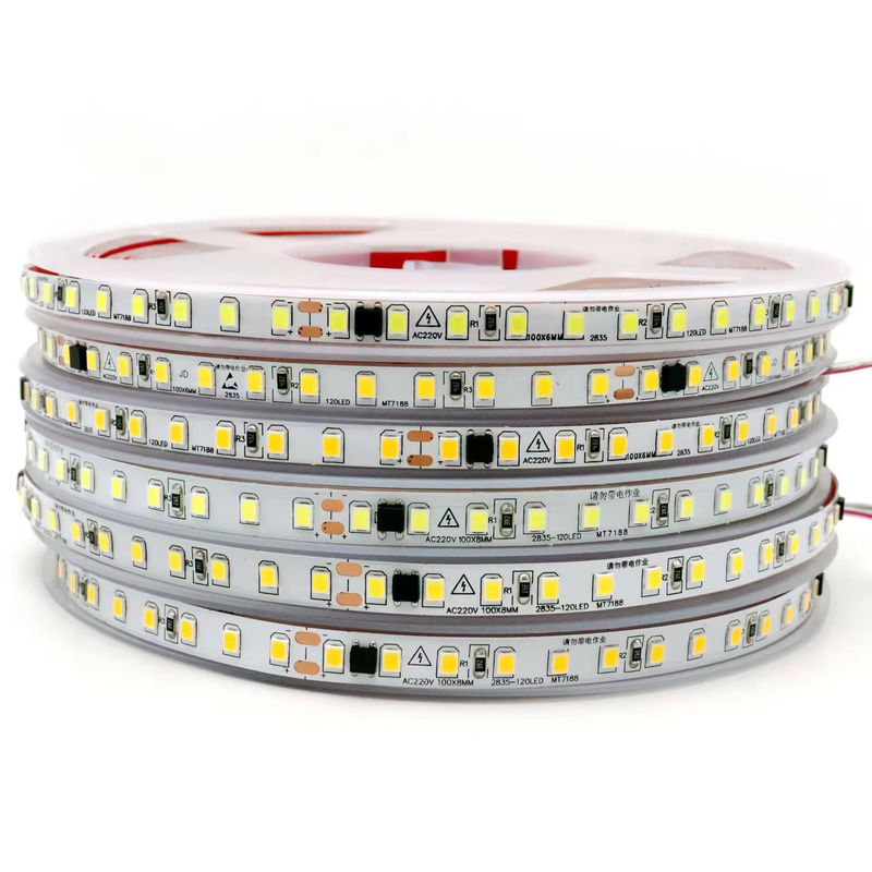 IP20 2835 220v LED Light Strip Alta tensione 8MM 120led/M 240led/M Alta luminosità 2835 Autoadesivo In Europa