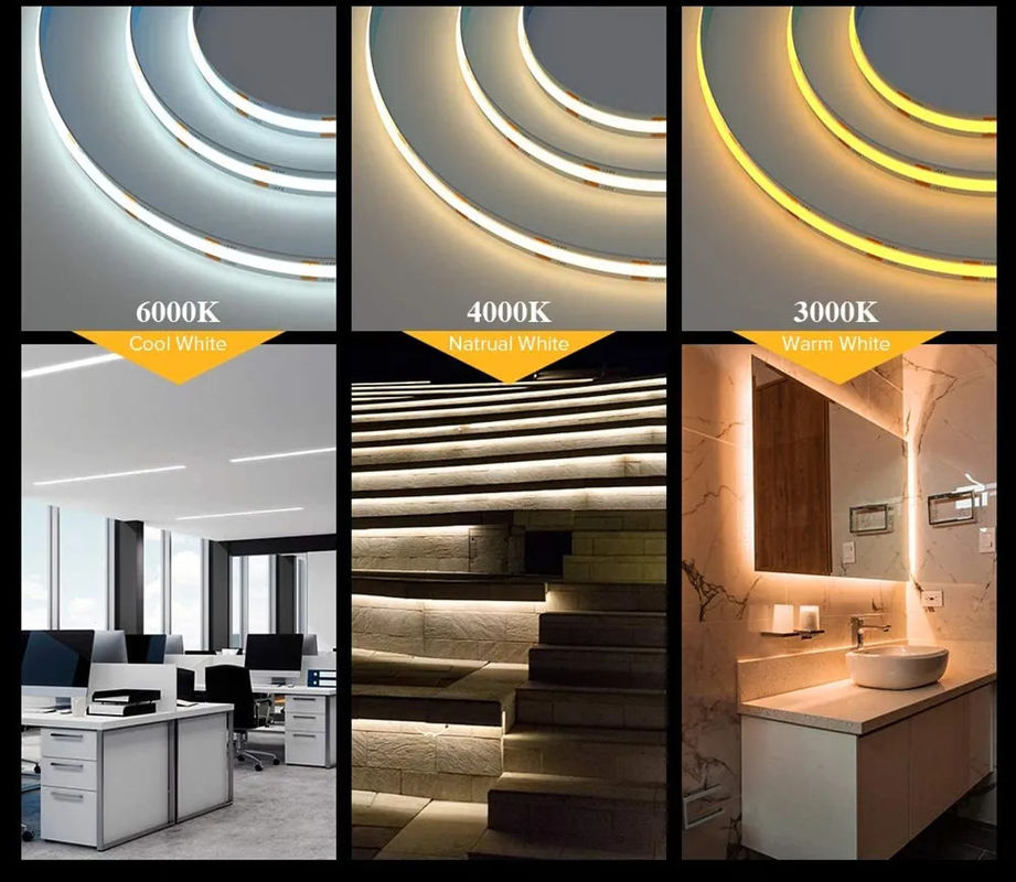 Vendita calda 480leds 12W/M Dimmabile IP20 90Ra COB LED Strip 12V/24V Voltaggio di ingresso