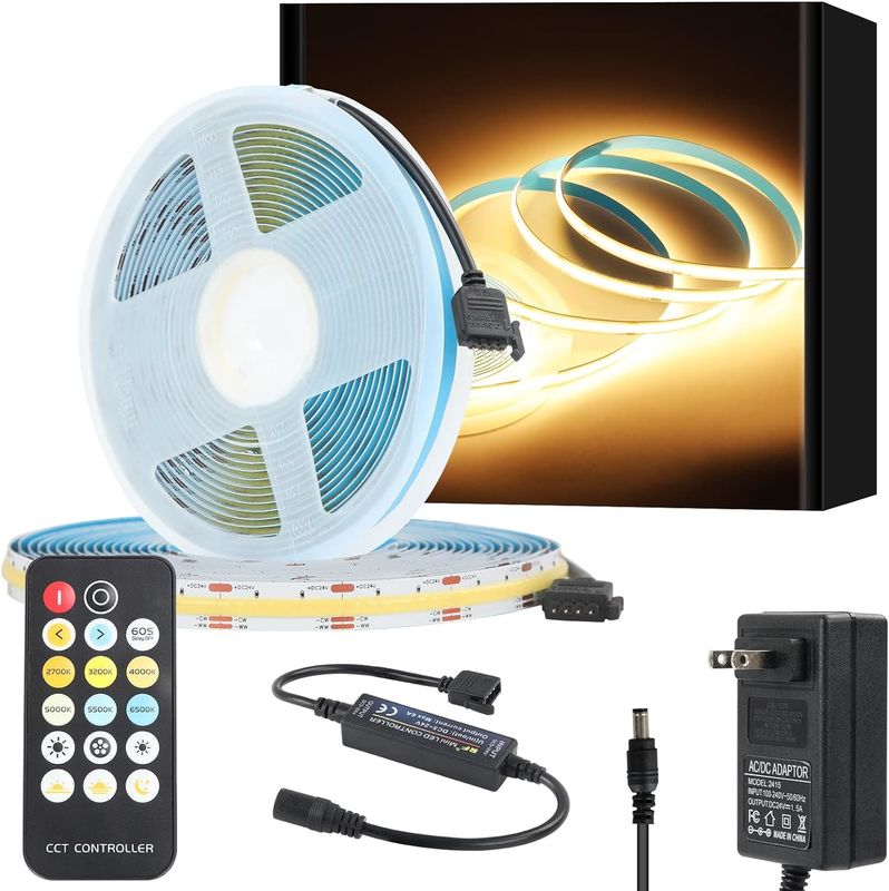 COB LED Strip Lights CCT (2700K-6500K Tunable) 2M 560LED/m CRI90 Led Tape Light Kit con scatola pacchetto led striscia per la casa