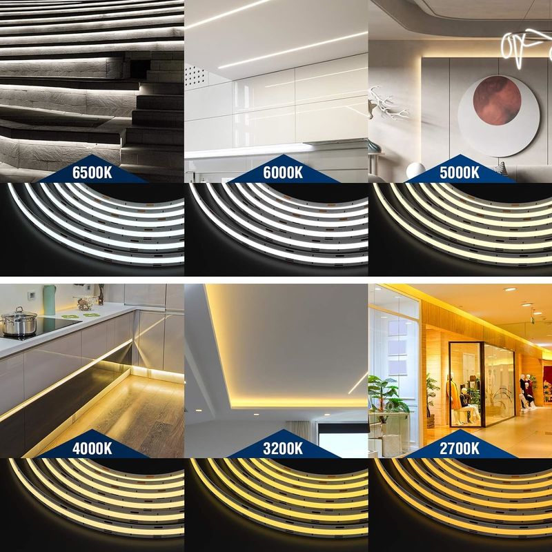 COB LED Strip Lights CCT (2700K-6500K Tunable) 2M 560LED/m CRI90 Led Tape Light Kit con scatola pacchetto led striscia per la casa