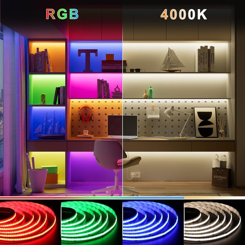 Strip LED COB RGBW dimmabile da 19 W con 784 LED/m IP20 e DMX512/RF/Bluetooth/WiFi Control