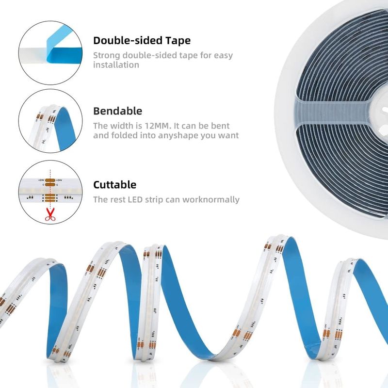 784 LED/m RGBW Chip COB LED Strip Dimmabile da -20°C a 60°C DC 24V Voltaggio di ingresso