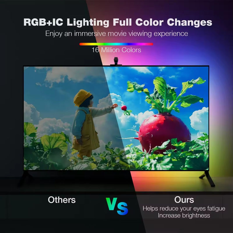 65-75 pollici Alexa Google Home Ambient Smart App Wifi Immersione TV retroilluminazione con fotocamera RGBIC