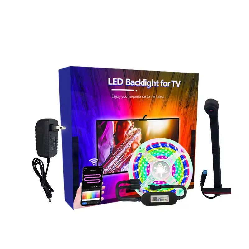Riflessione WiFi LED TV con sensore per TV da 55 a 75 pollici e PC Controllo RGBIC App Compatibile con Alexa e Google Assistant