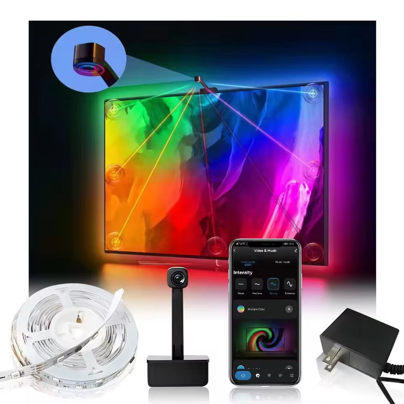 3.8m 12.5ft ROLL Alexa Google Home Ambient 55-65inches Assistente Sincronizzazione Smart Wifi Immersione TV retroilluminazione a LED con fotocamera