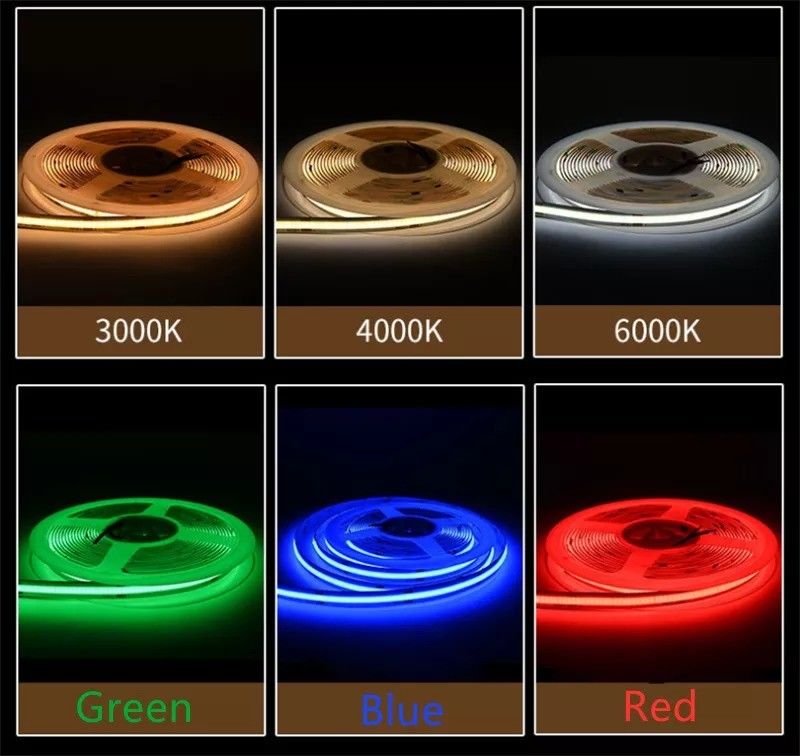 320 led/m LED COB Flessibile DC24V 12V 5m 10W per l'illuminazione paesaggistica -25 50C CRI 90