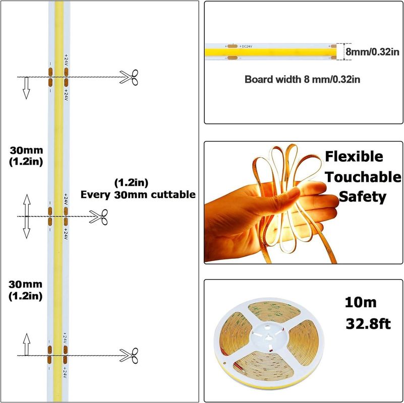 Decorazione interna esterna COB LED Strip Light Alto CRI 280 320/480 telecomando