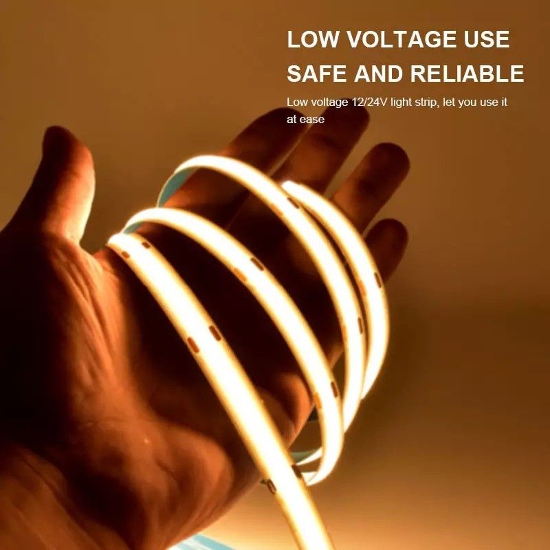 12V 24V impermeabile IP65 IP67 IP68 CRI90 Dimmabile 5M Flessibile COB LED Strip per interni esterni