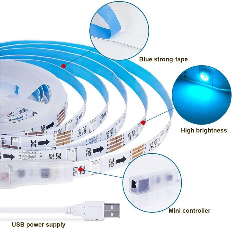 Smart LED Strip per la decorazione 12V 5V Controllo USB Sincronizzazione musicale e temperatura del colore RGB