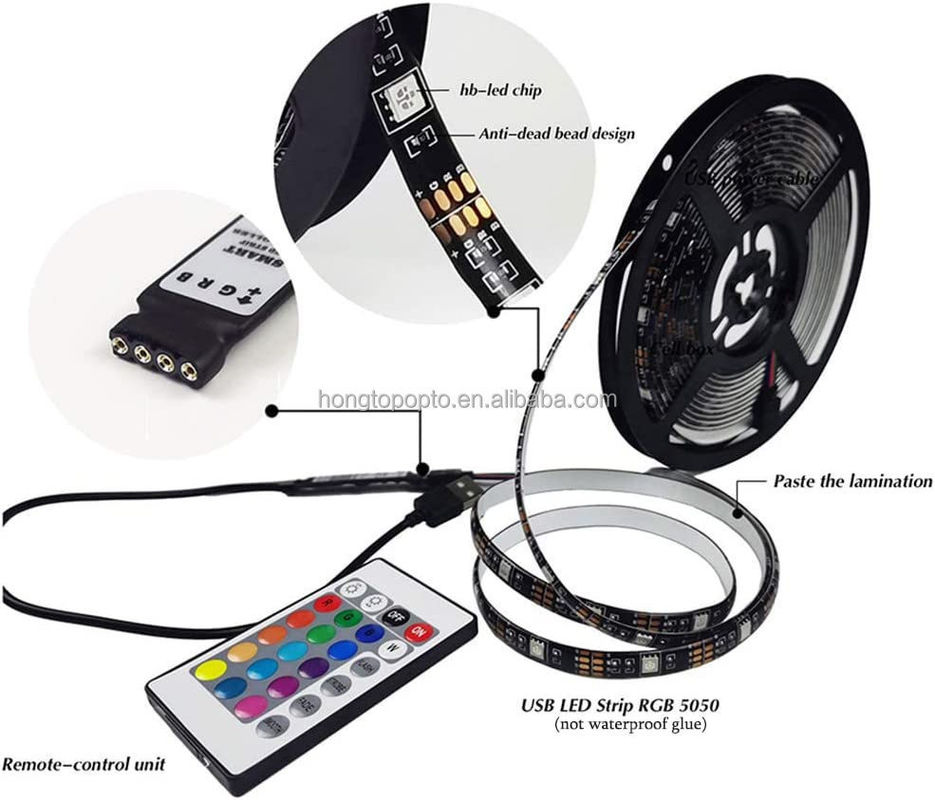 Smart LED Strip per la decorazione 12V 5V Controllo USB Sincronizzazione musicale e temperatura del colore RGB