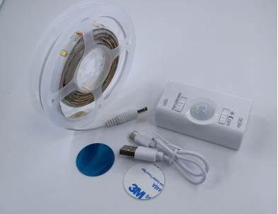 SMD2835 LED Strip Light con sensore di movimento 1m Lunghezza USB ricaricabile in modalità giorno e notte