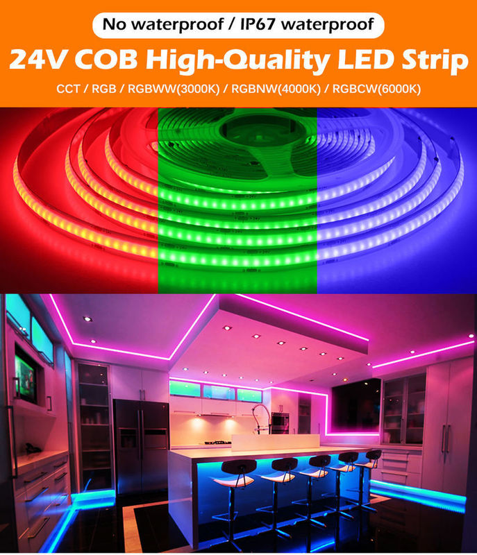 Nastro a LED 5m/lot Smd 320 384 840leds/m Acqueproof Flexible Cob Led Strip Dc 24v Ra90 RGBCCT 3000k 4000k 6000k