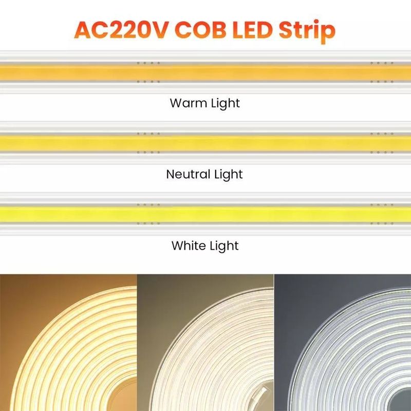 220v 280LED/m Bianco/Bianco Caldo/Bianco Neutro COB LED Strip CE RoHS 100m 50m Alta tensione