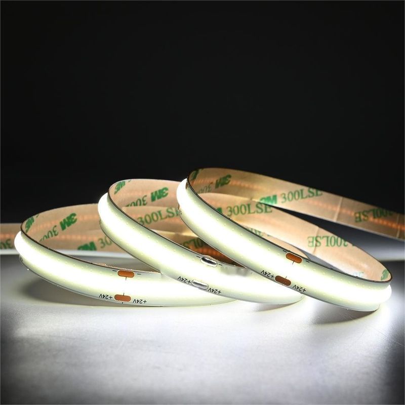 10m/roll doppie linee 600 led 12v 24v Ra80 12mm COB flessibile LED Flessibile Strip Light