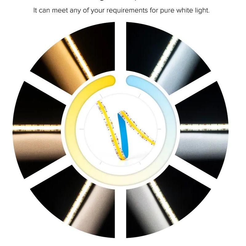 Strip LED COB dimmabile 12V 24V W WW 2700K 6000K per luminaria per gabinetti 5M 16.4ft Long