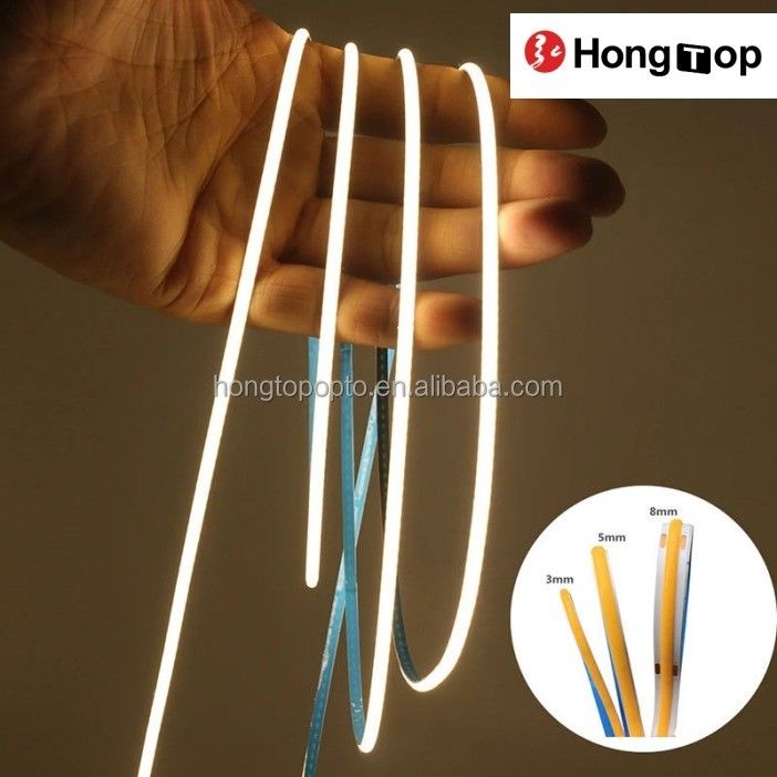 Lampada Efficienza luminosa 90lm/w 1000lm Super Narrow COB LED Strip Lights 3mm 400LEDs/m