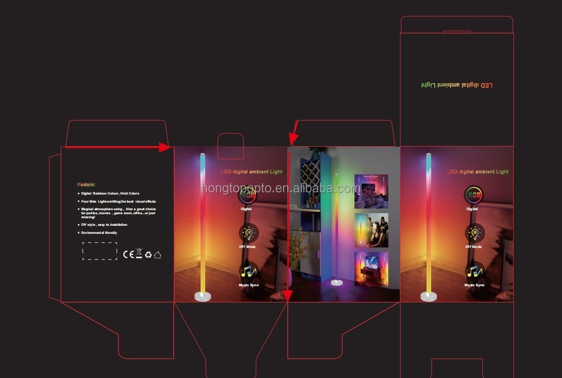 35*35*450mm RGB Colorato a controllo remoto Lampada a pavimento a LED per illuminazione ambientale in camera da letto
