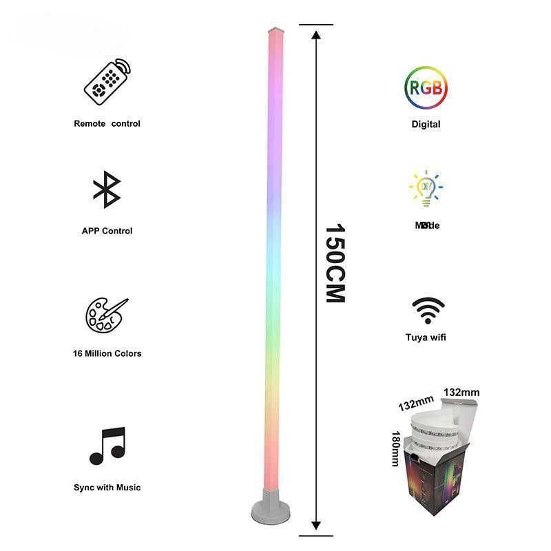 Lampada da pavimento da 150 cm colorata a controllo remoto per camera da letto