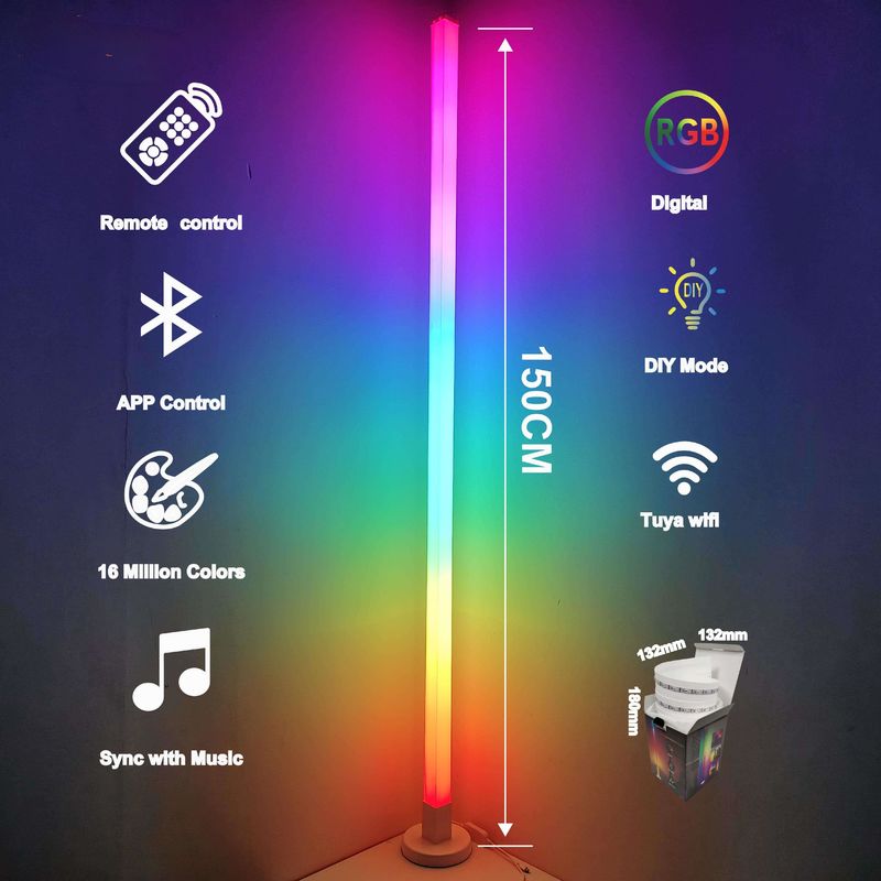 Lampada da pavimento da 150 cm colorata a controllo remoto per camera da letto