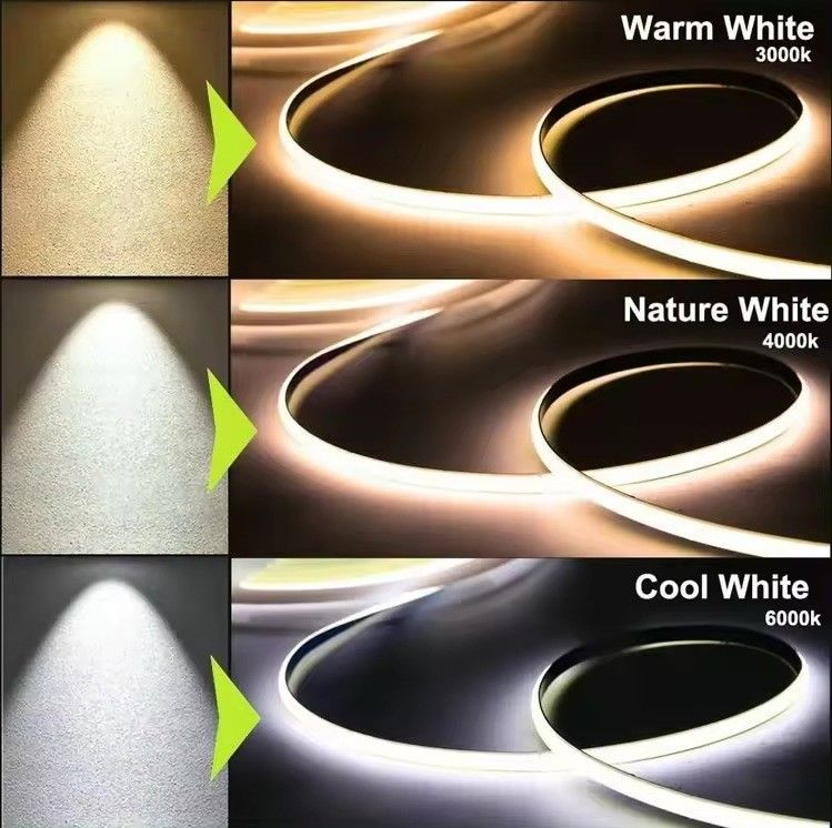 12V 24V Caldo Bianco Colore Freddo Alta Densità CRI 8mm Flessibile LED COB Strip Light Tape