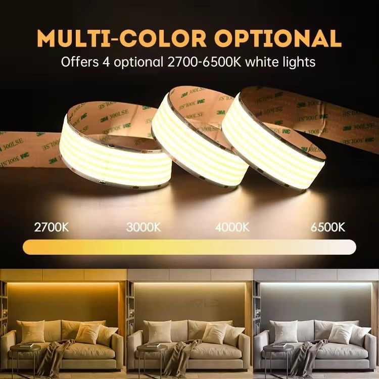 24v 30mm Flessibile COB LED Strip Light con Super Wide 5 file 1600LED e CRI Ra 90