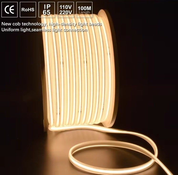 Alta tensione flessibile COB LED Strip Light IP65 impermeabile 50M 100M per bobina con durata di vita di 30000 ore e 80 CRI