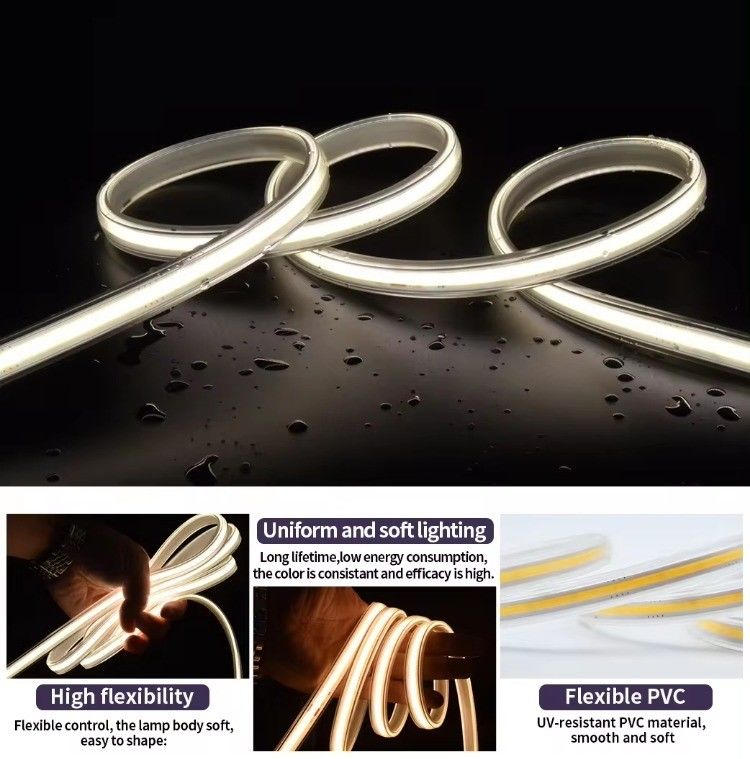 Alta tensione flessibile COB LED Strip Light IP65 impermeabile 50M 100M per bobina con durata di vita di 30000 ore e 80 CRI