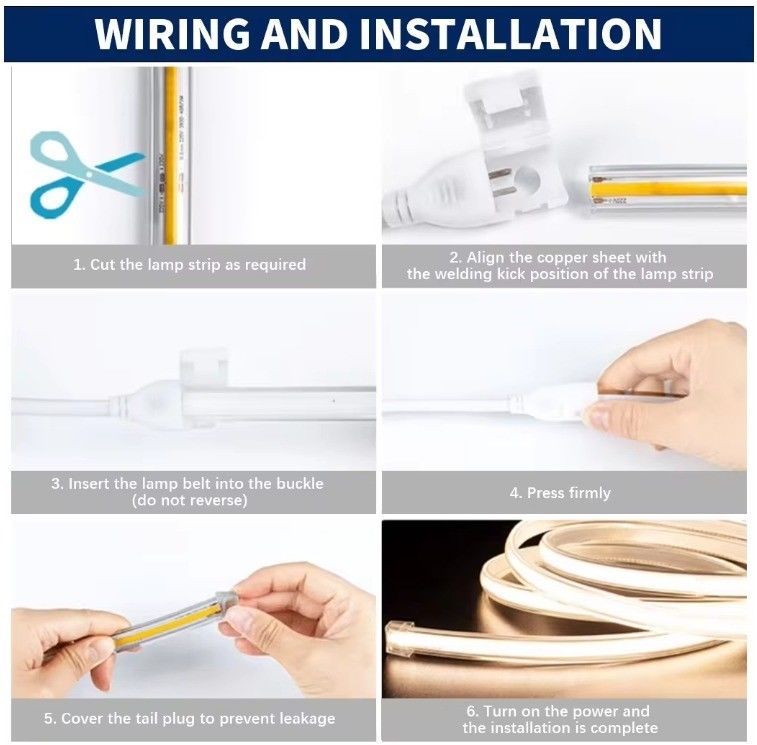 Flessibile COB LED Strip Light 288 LED Alta tensione 110V 220V 2700K 3000K 4000K 6000K IP65